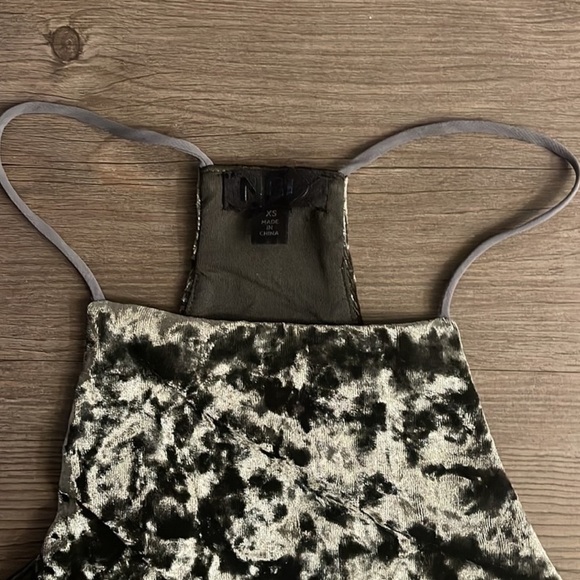 NBD Lisa Mini Velour Shift Dress Olive Charcoal - Picture 9 of 9